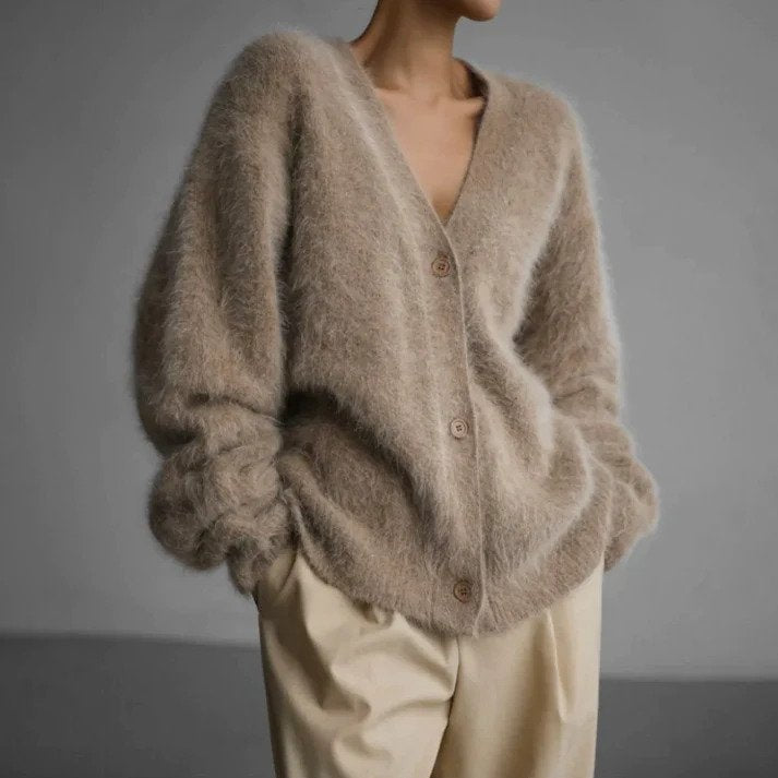 Alianna Gilet Femme – Gilet en Maille Confortable à Manches Longues Élégant &amp; Polyvalent