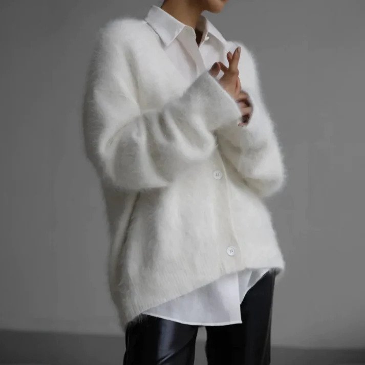 Alianna Gilet Femme – Gilet en Maille Confortable à Manches Longues Élégant &amp; Polyvalent