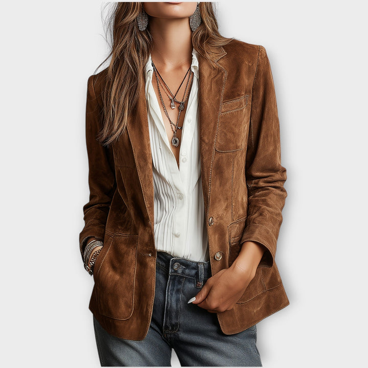 Blazer Vintage en Daim Marron