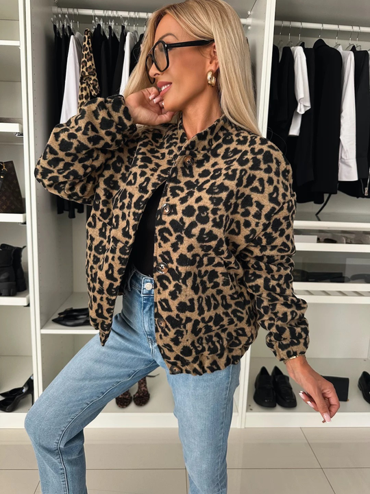 Elodie | Veste à Imprimé Léopard Élégante