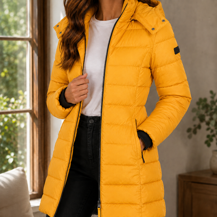 Ysaline | Femme Mi-Longue Cintrée Capuche Doudoune
