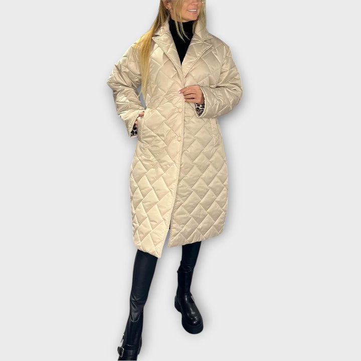 Veste Matelassée Réversible avec Doublure Léopard