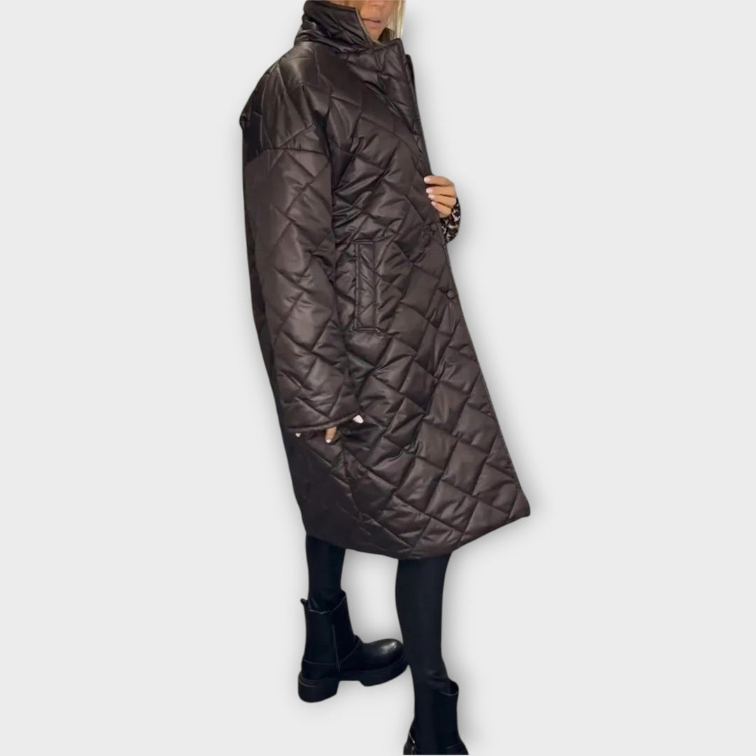 Veste Matelassée Réversible avec Doublure Léopard