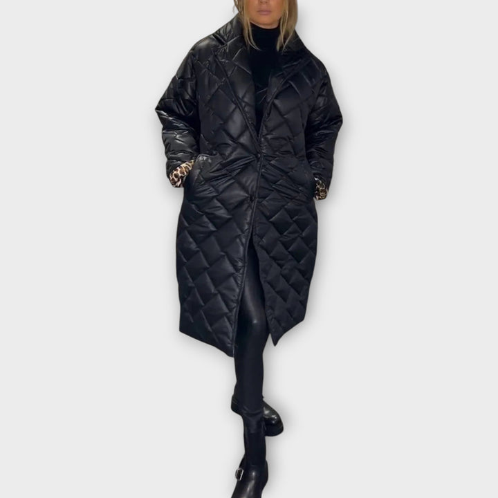 Veste Matelassée Réversible avec Doublure Léopard