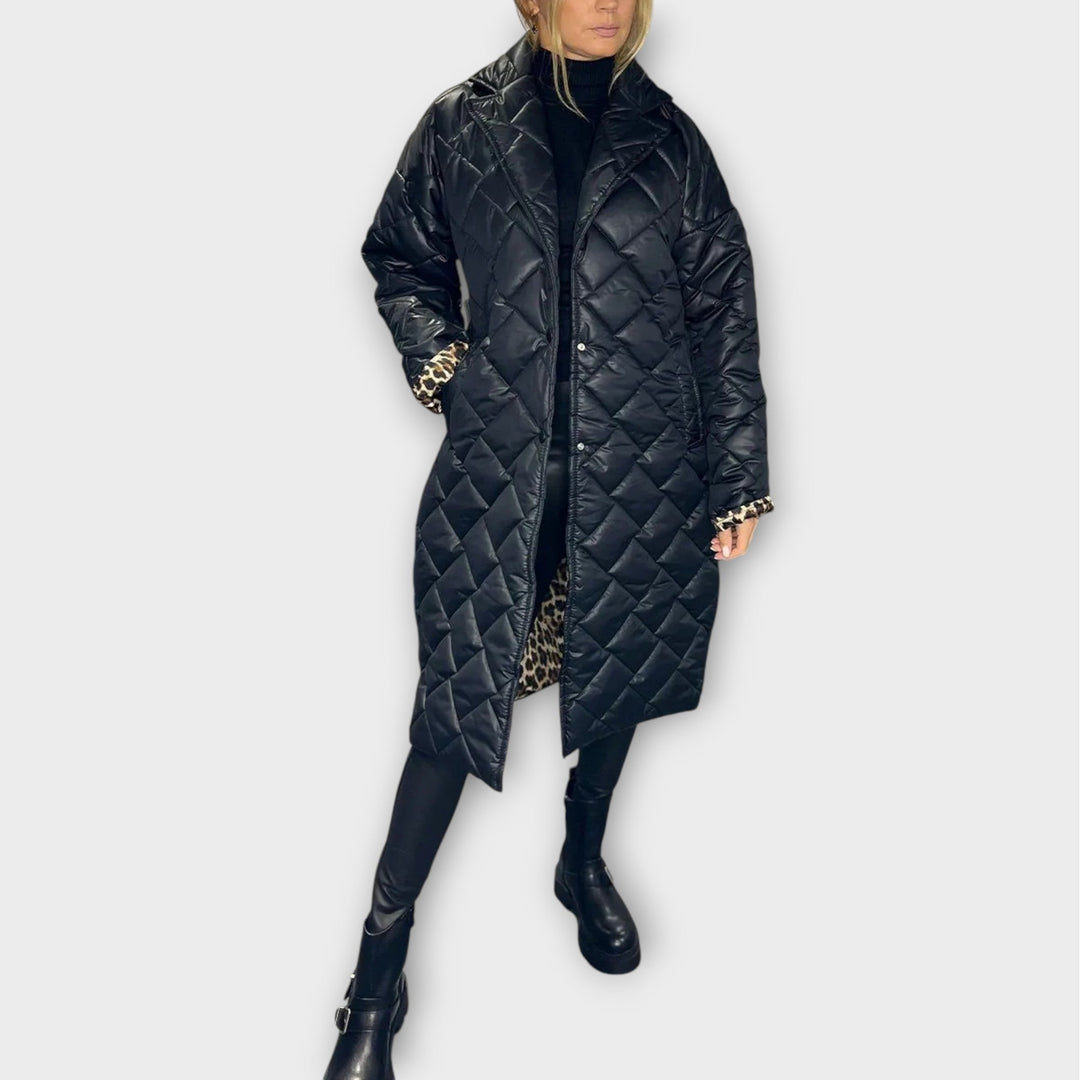 Veste Matelassée Réversible avec Doublure Léopard