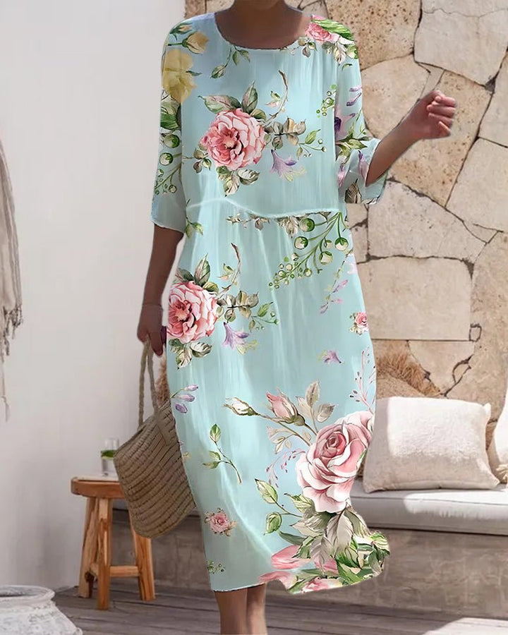 Audrey - Robe en Lin Fleurie Légère