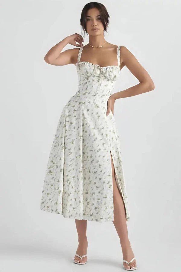 Robe bustier à imprimé floral avec bretelles pour femme