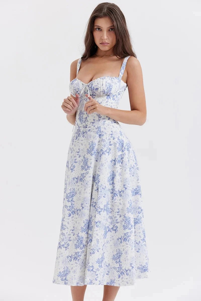 Robe bustier à imprimé floral avec bretelles pour femme