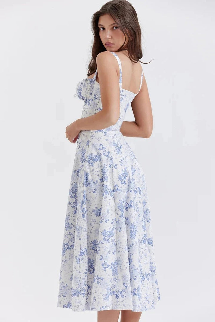 Robe bustier à imprimé floral avec bretelles pour femme
