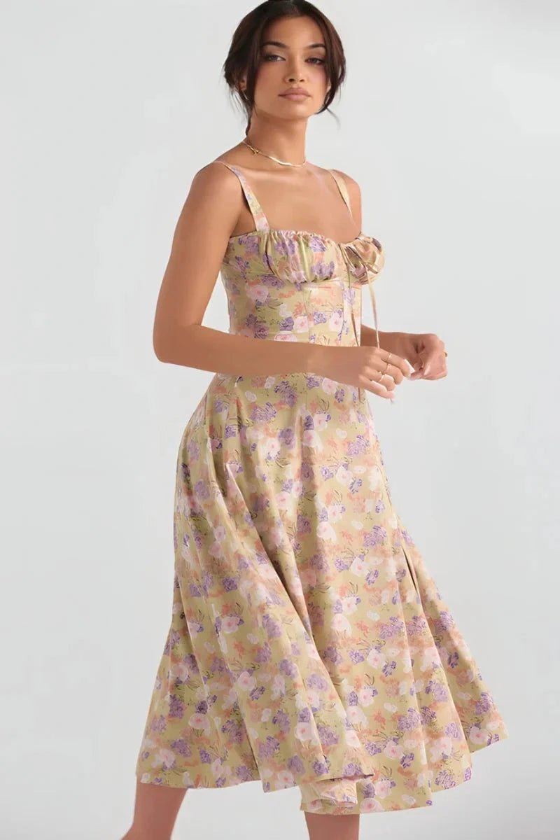 Robe bustier à imprimé floral avec bretelles pour femme