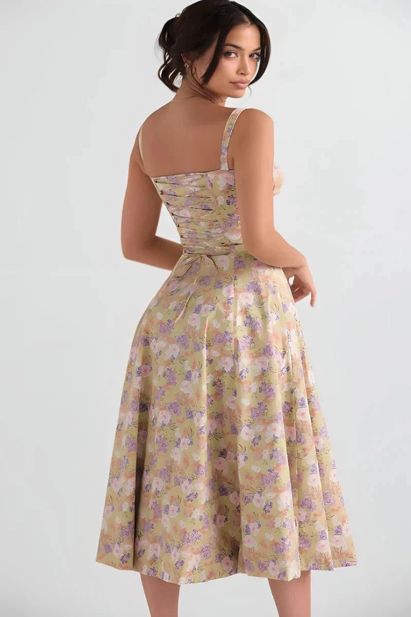 Robe bustier à imprimé floral avec bretelles pour femme