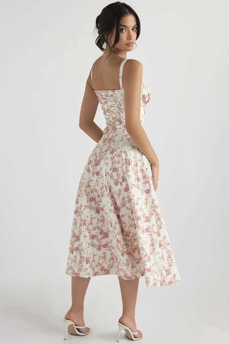 Robe bustier à imprimé floral avec bretelles pour femme