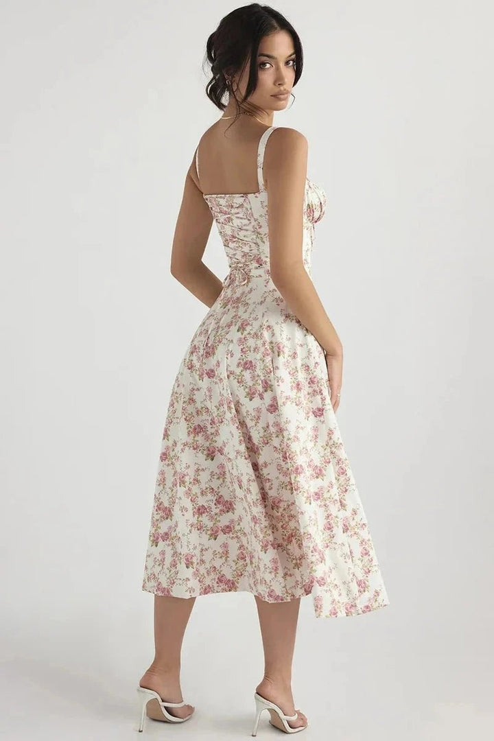 Robe bustier à imprimé floral avec bretelles pour femme