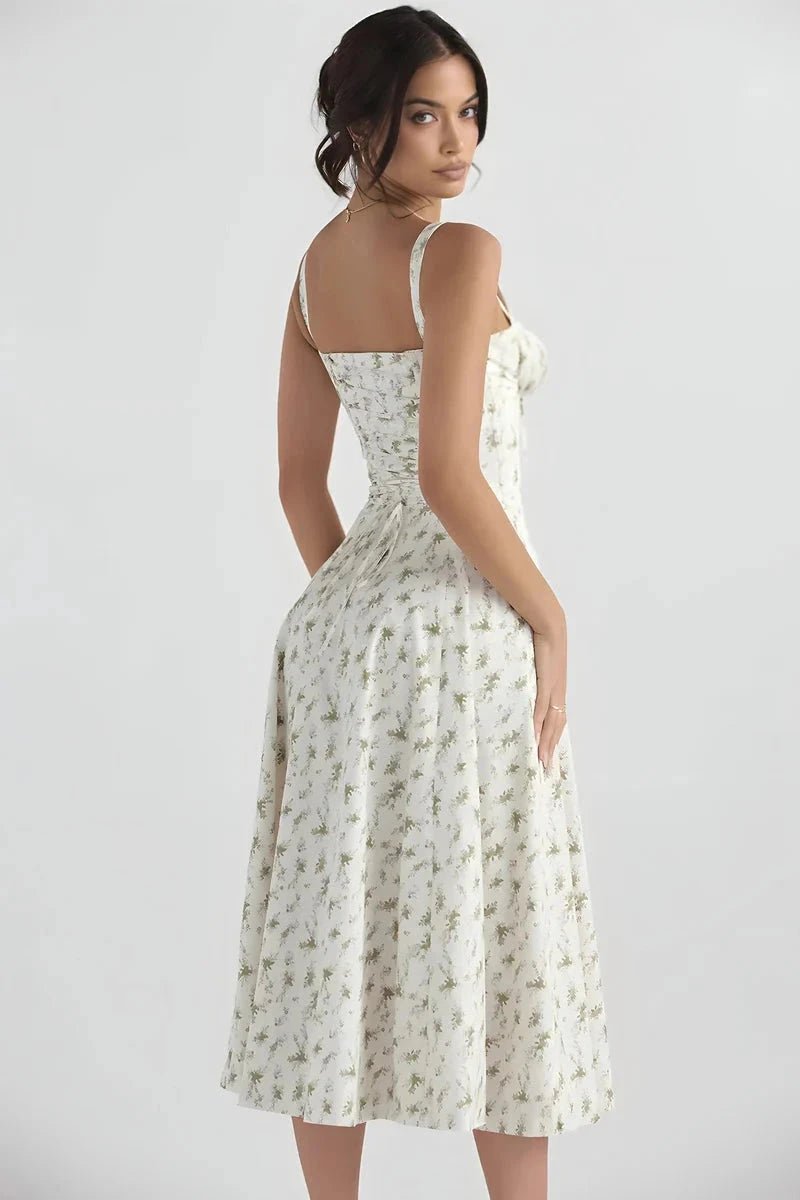 Robe bustier à imprimé floral avec bretelles pour femme