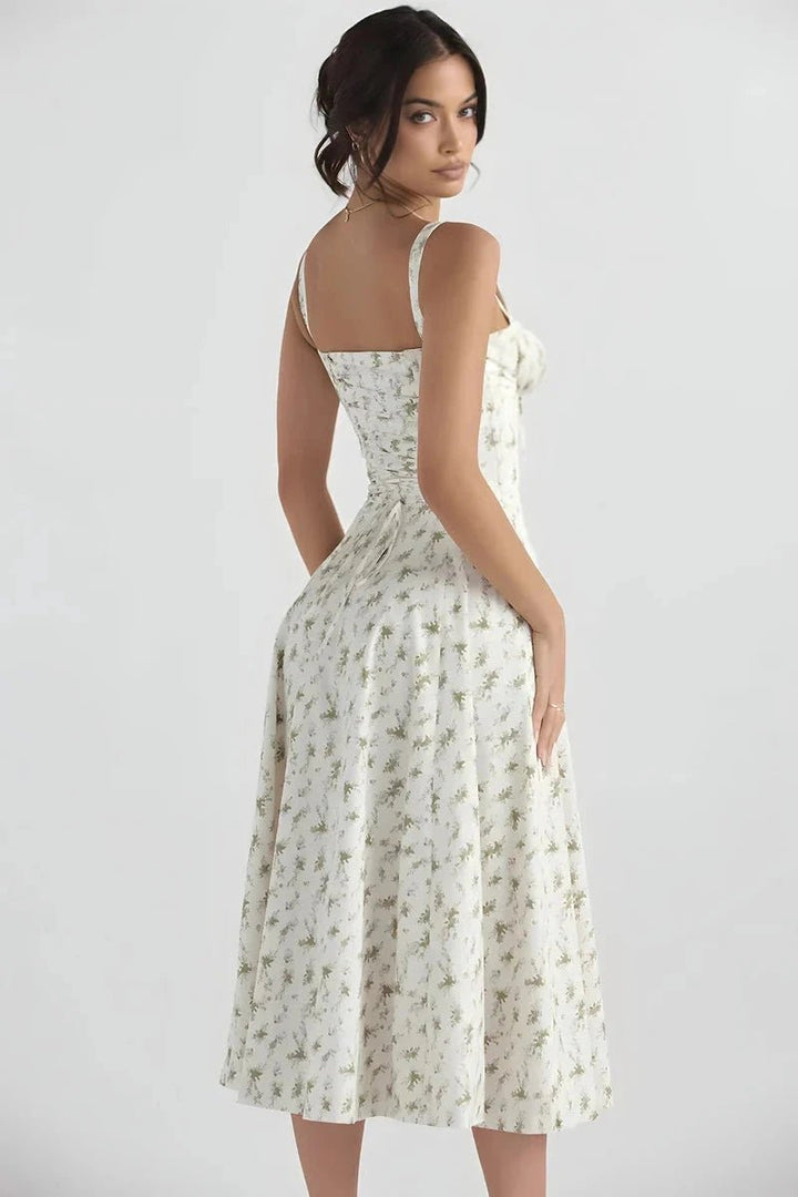 Robe bustier à imprimé floral avec bretelles pour femme