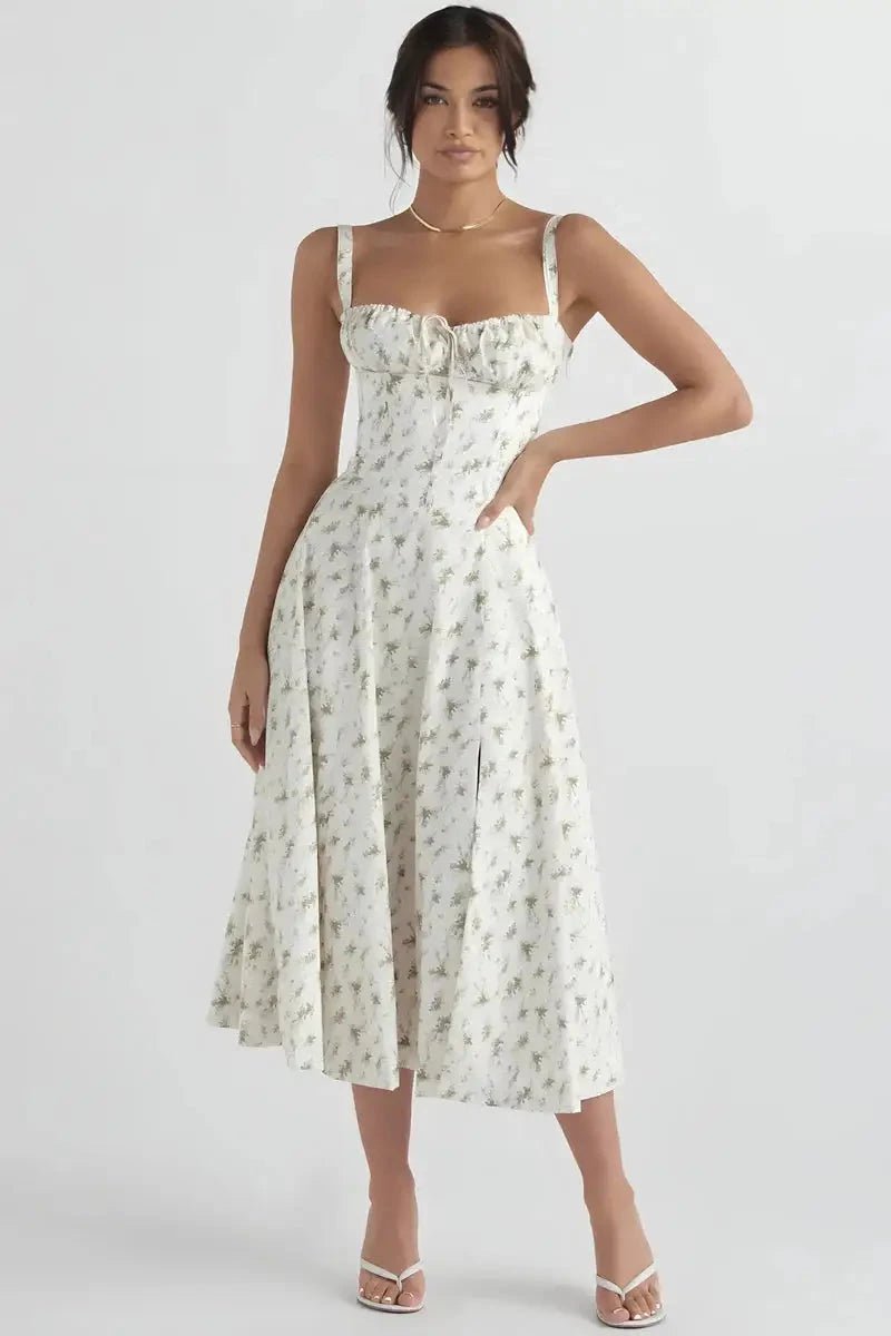Robe bustier à imprimé floral avec bretelles pour femme