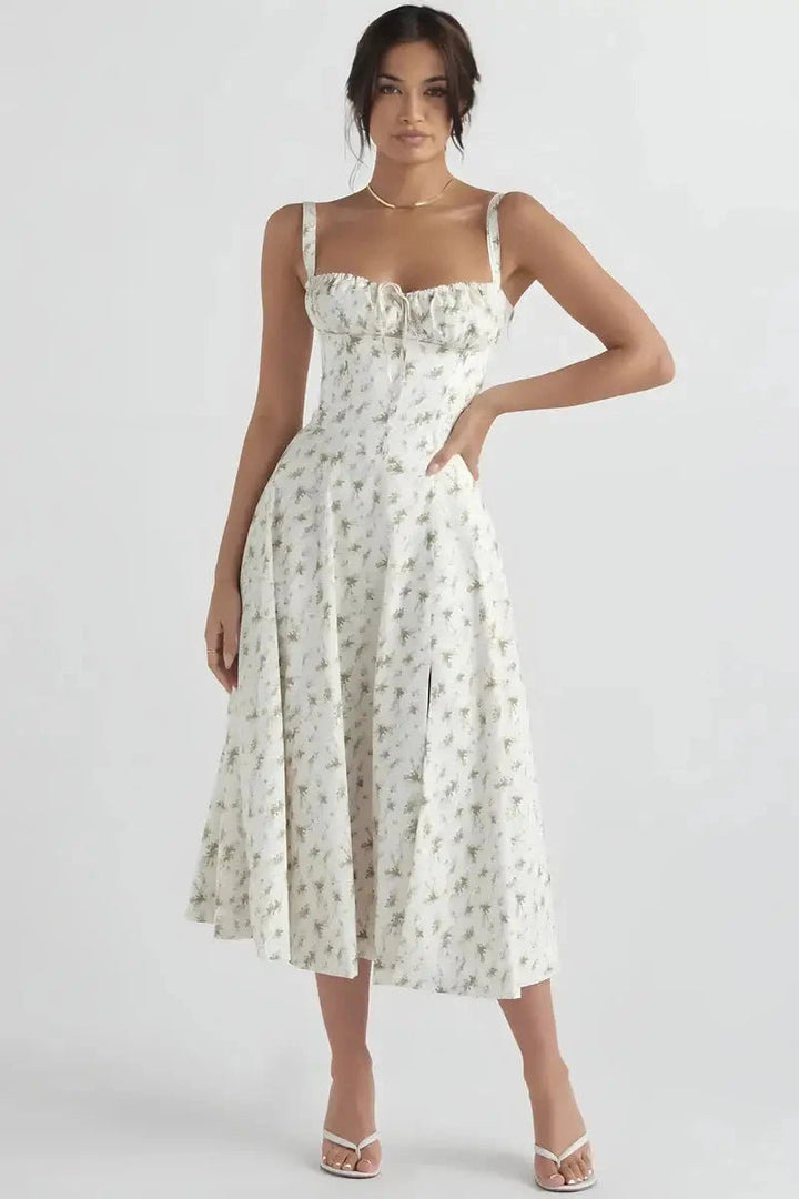 Robe bustier à imprimé floral avec bretelles pour femme