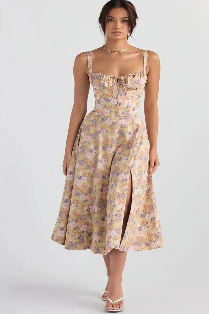 Robe bustier à imprimé floral avec bretelles pour femme