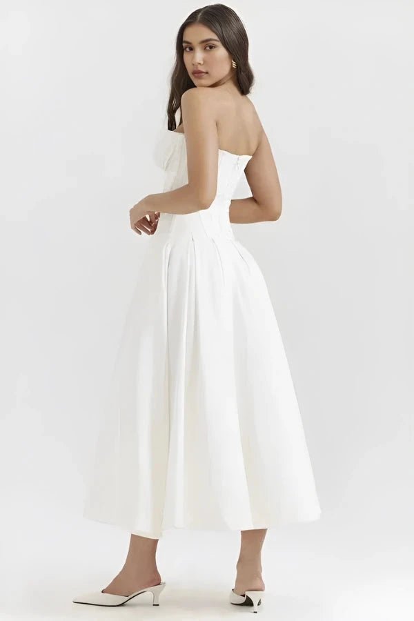 Robe bustier midi jupe volumineuse pour femme