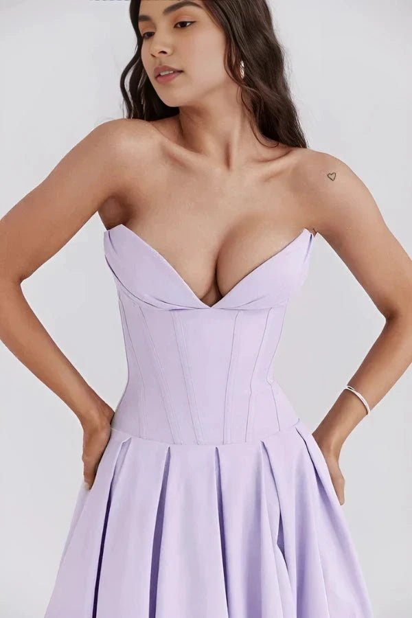 Robe bustier midi jupe volumineuse pour femme