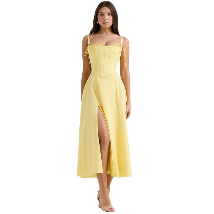 Robe bustier midi jupe volumineuse pour femme