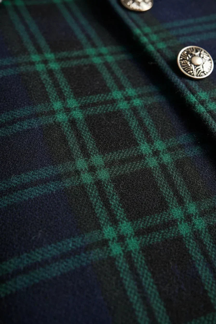 Bénédicte | Femme Carreaux Mi-Long Chic Manteau