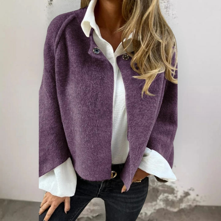 Henrike - Manteau en Laine avec Col Rond et Manches Longues