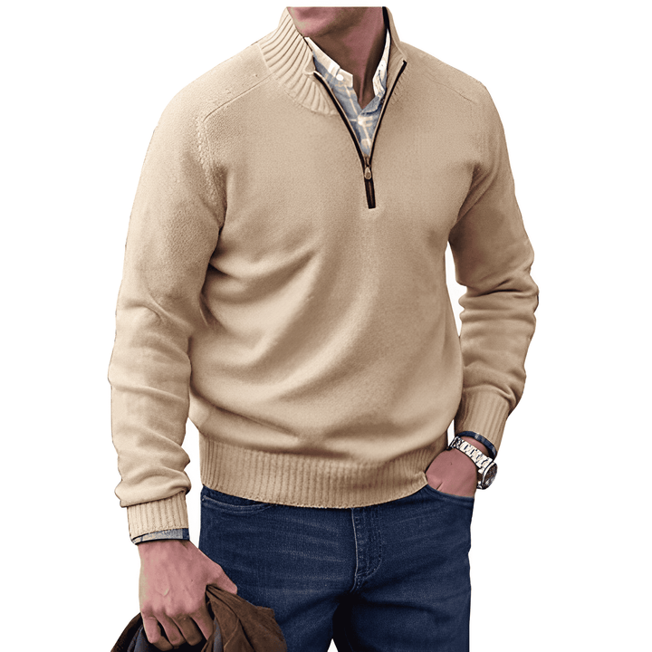 Victor - Pull Zippé Cachemire Homme - Auvoire Paris