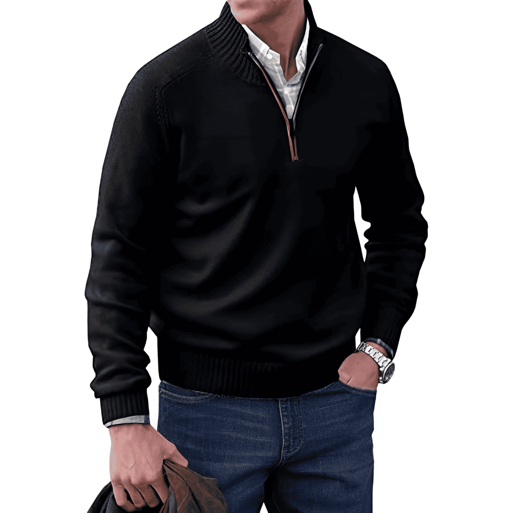 Victor - Pull Zippé Cachemire Homme - Auvoire Paris
