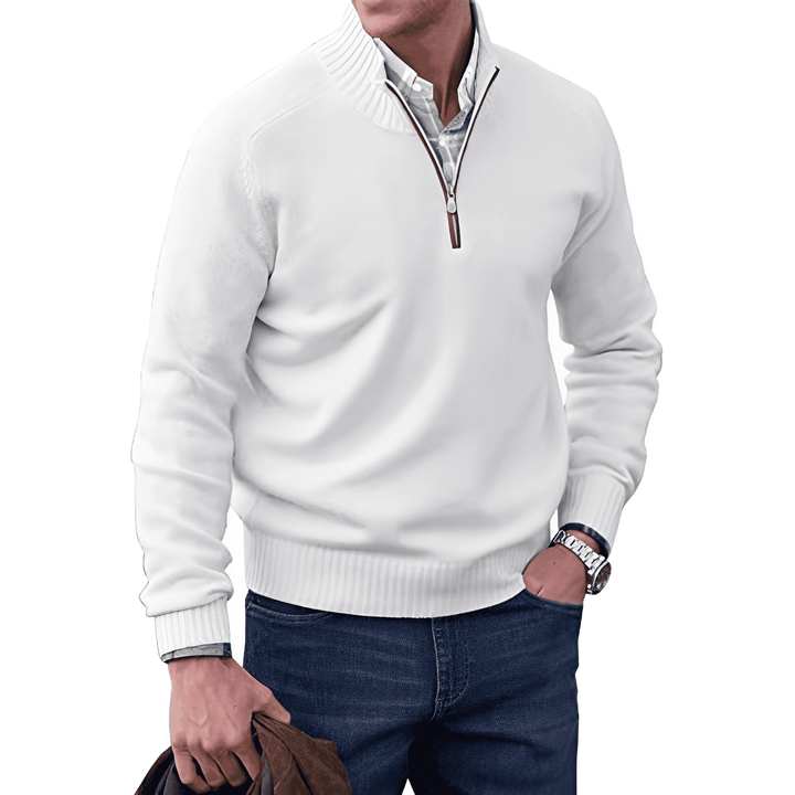 Victor - Pull Zippé Cachemire Homme - Auvoire Paris