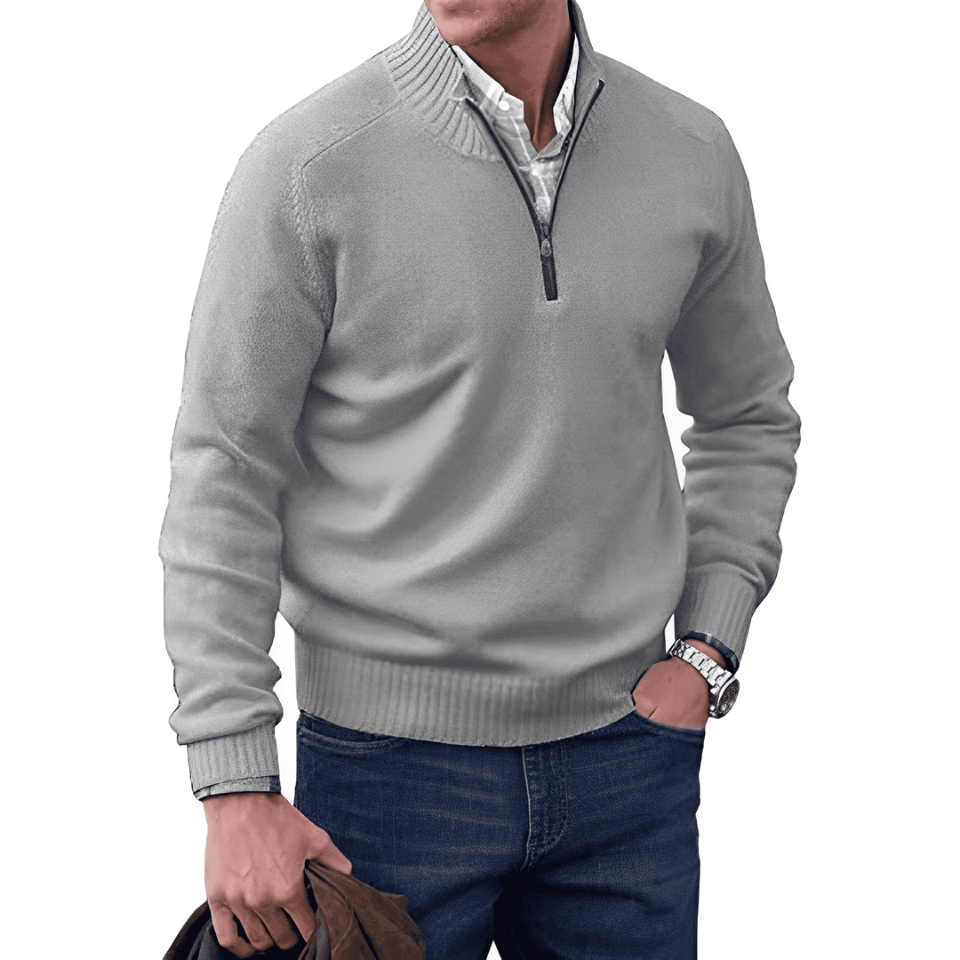 Victor - Pull Zippé Cachemire Homme - Auvoire Paris