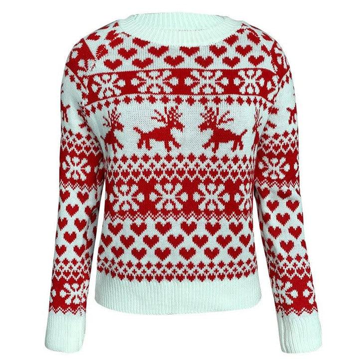 Pull de Noël Femme Renne Jacquard – Pull de Noël Chaud et Festif