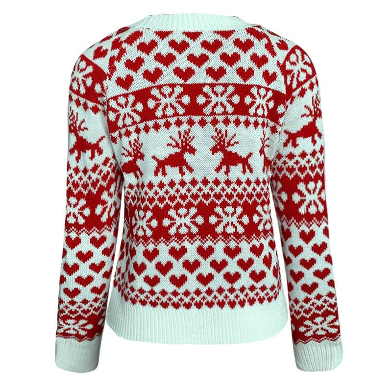 Pull de Noël Femme Renne Jacquard – Pull de Noël Chaud et Festif