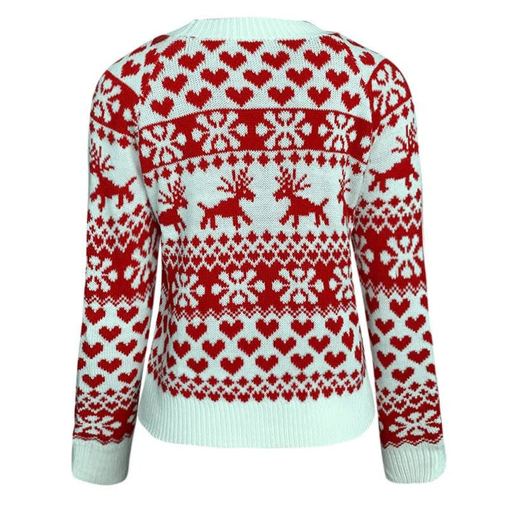 Pull de Noël Femme Renne Jacquard – Pull de Noël Chaud et Festif